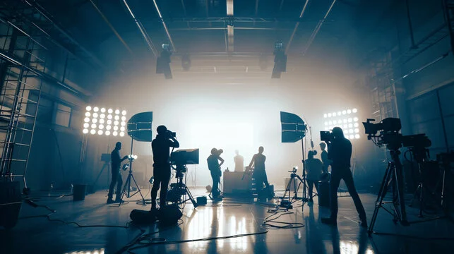 拍摄团队在片场工作